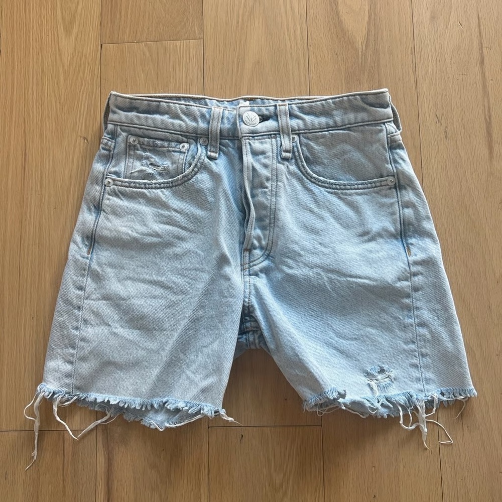 Rag & Bone Maya High-Rise Midi Short - Nevada Blue
